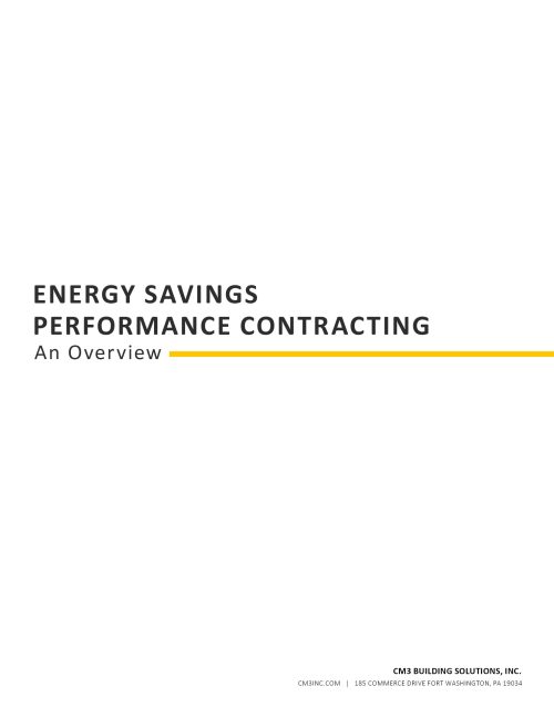 Overview: Energy Savings Performance Contracting